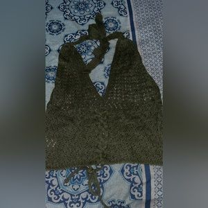 Knitted green crop top